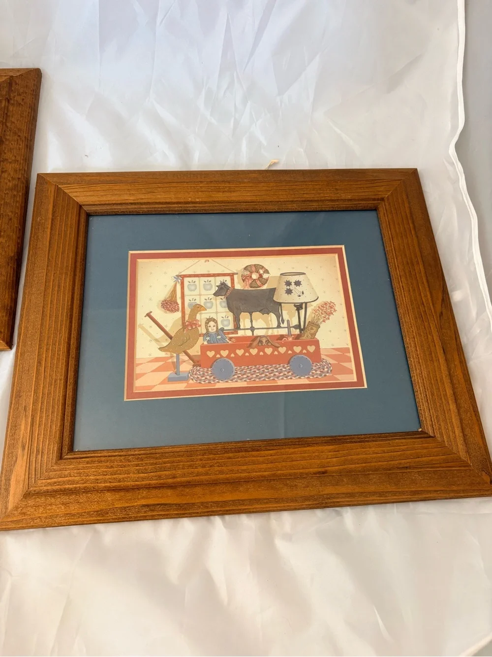 Vintage Pat Pearson Prints Americana Folk Art Framed 13.5” by 11”